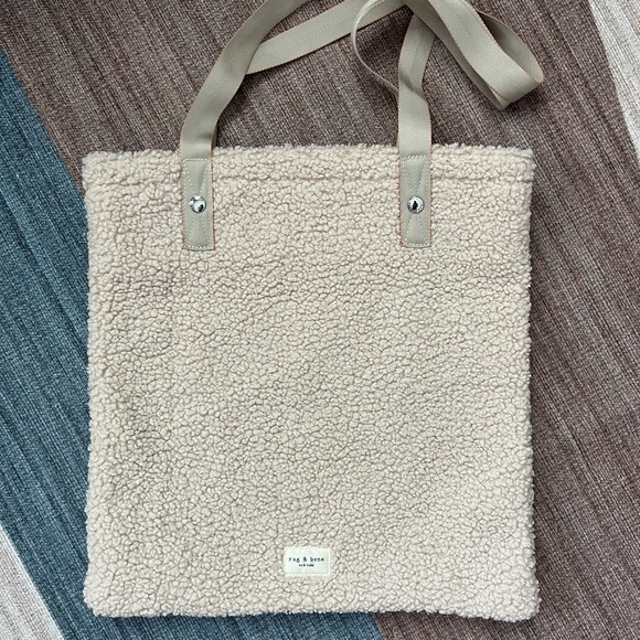 Handbags - rag & bone Cream Sherpa Tote Faux Shearling Shopper Bag